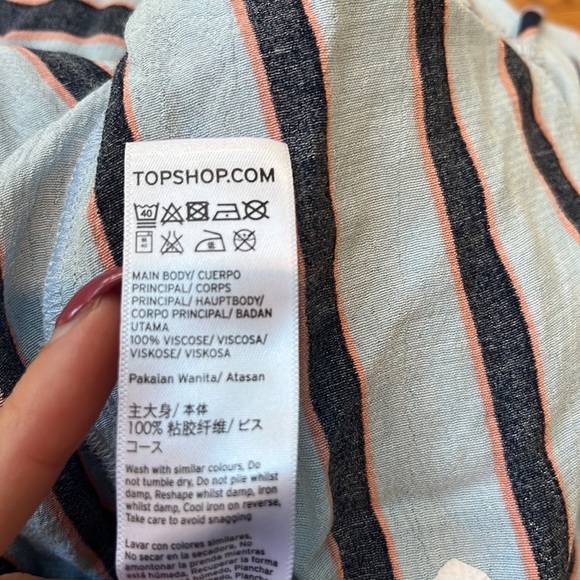 Top Shop Woman’s Blue Striped Long Button Down Size US 4 - Picture 6 of 6